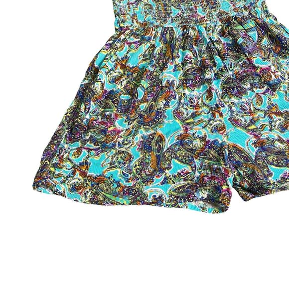 Wild Fable Women's Sleeveless Woven Smocked Romper - Blue Paisley XX Small NWT - Picture 7 of 16